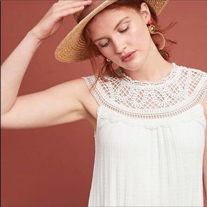 Anthropologie Meadow Rue White Crochet Linen Top S